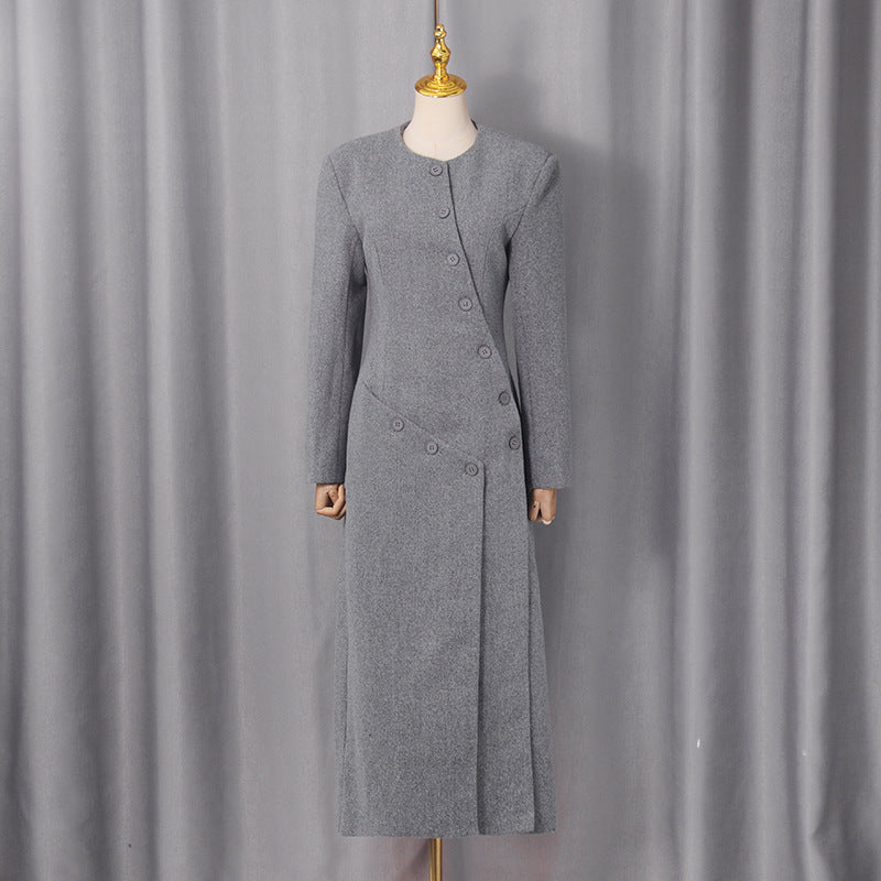 Irregular long woolen coat for women
