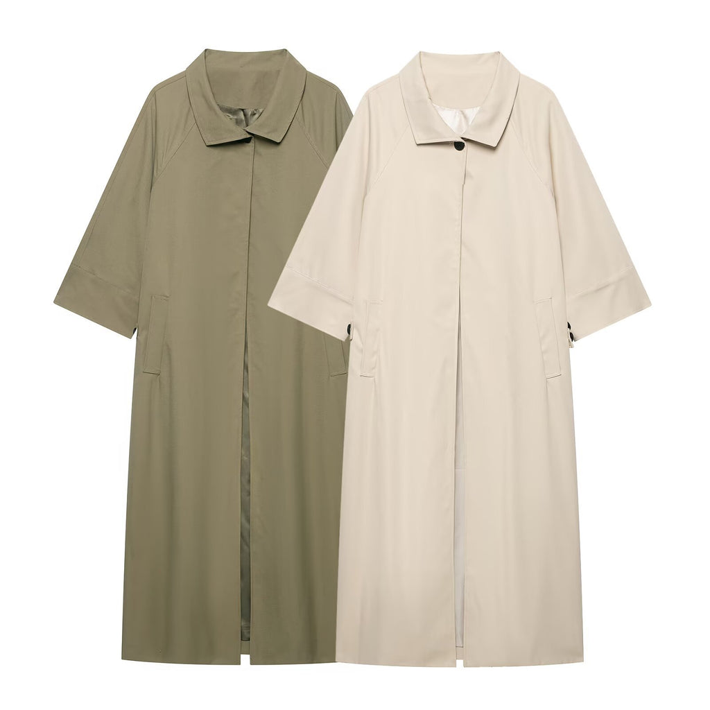 Versatile casual loose collared trench coat for women