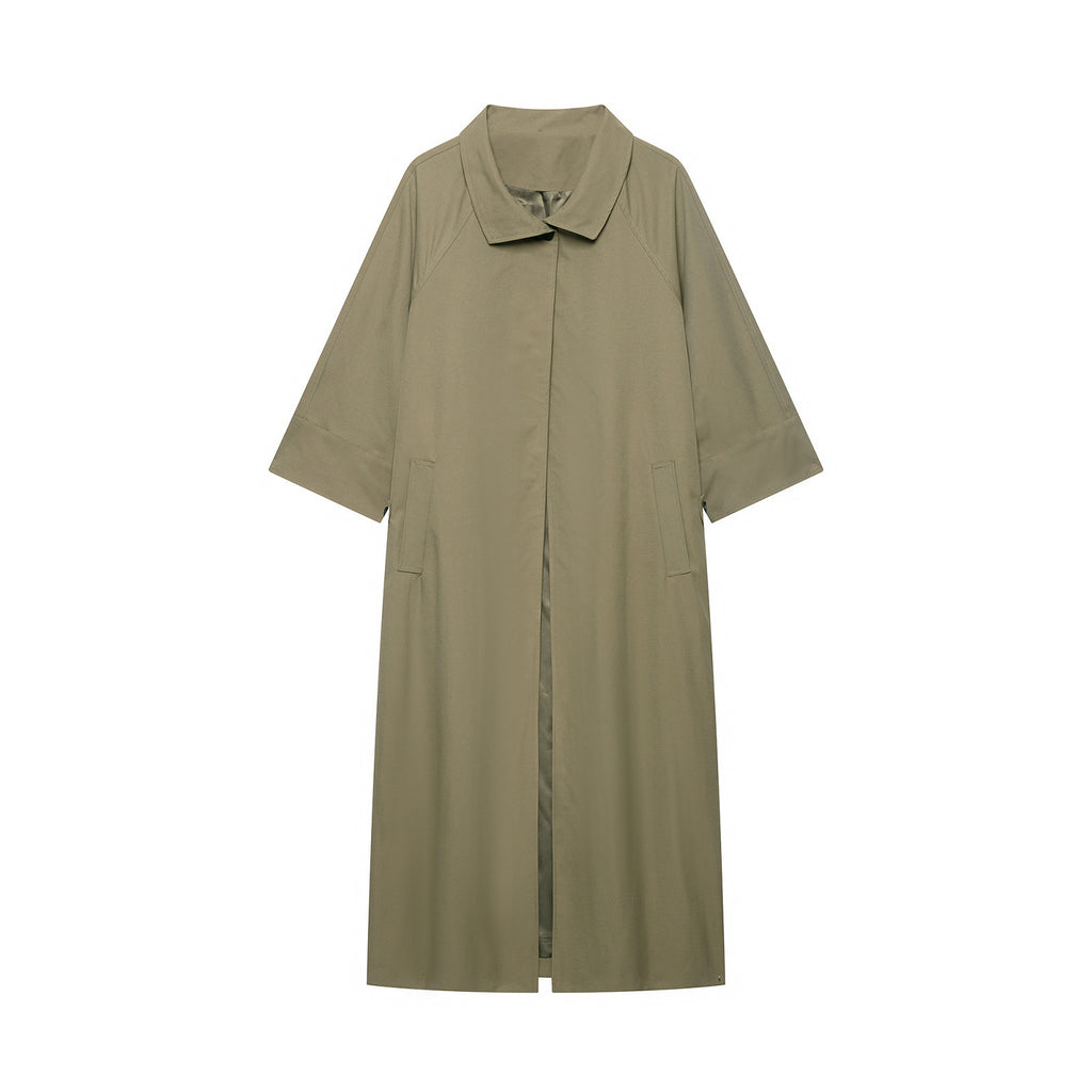 Versatile casual loose collared trench coat for women