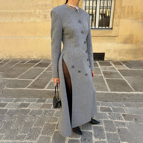 Irregular long woolen coat for women